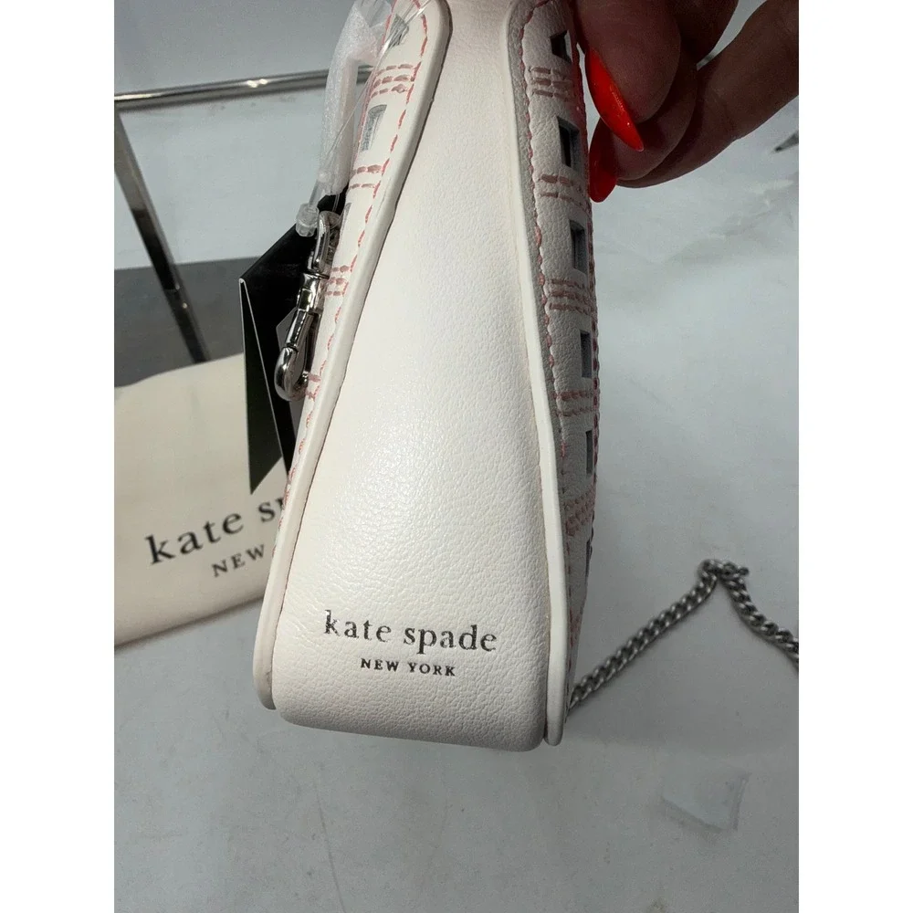 Kate Spade Grace Perforated Fine Leather Crossbody Bag Cream Multi KL581 NEW